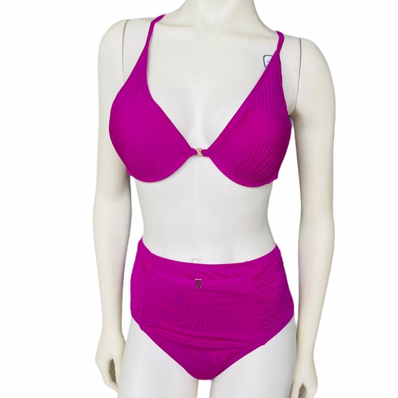 Time and True Shock Wave Pink Swimsuit Bikini Set - Picture 1 of 9